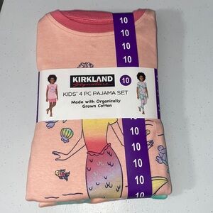 Kirkland Signature Girl’s Youth 4 Piece Pajama Set Size 10 NWT Pink + Tie Dye
